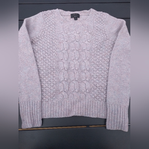 J. Crew Sweaters - J Crew Pink Flecked Cable Knit Sweater, Size Medium, 100% Lamb Wool, Crew Neck
